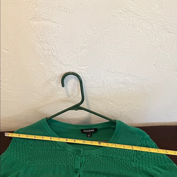 # 0588 + Light Weight Green Button Knit Cardigan - Picture 3 of 6